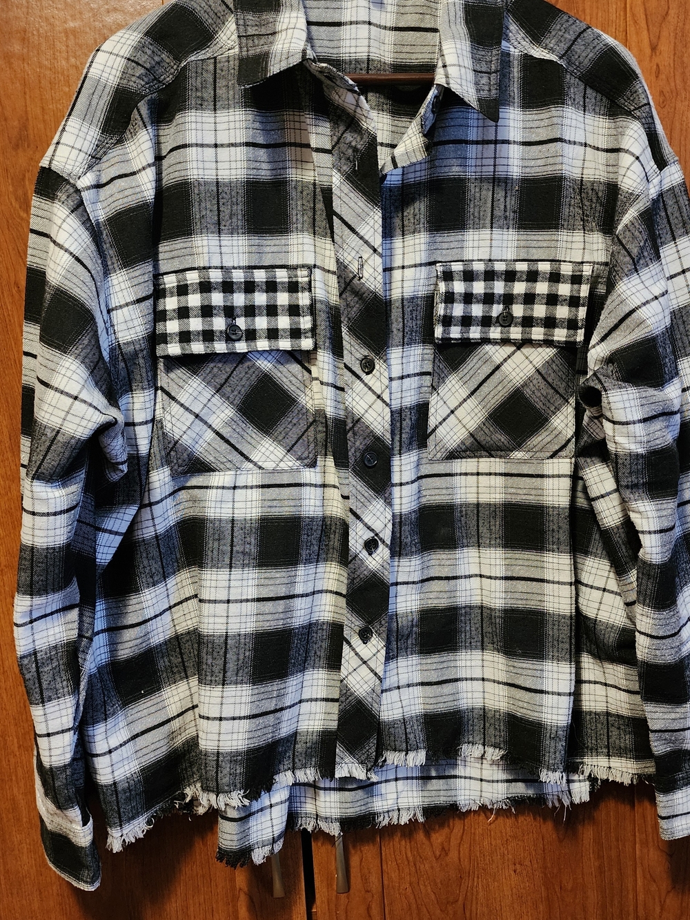 Main Strip Black and White Plaid Shirt Jacket